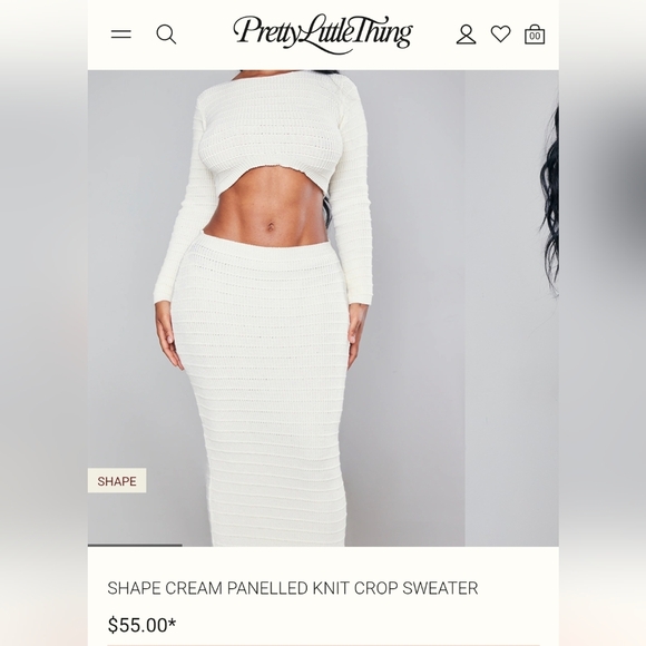 PLT Shape Cream Panelled Knit Crop Sweater Sz Medium - Picture 4 of 4